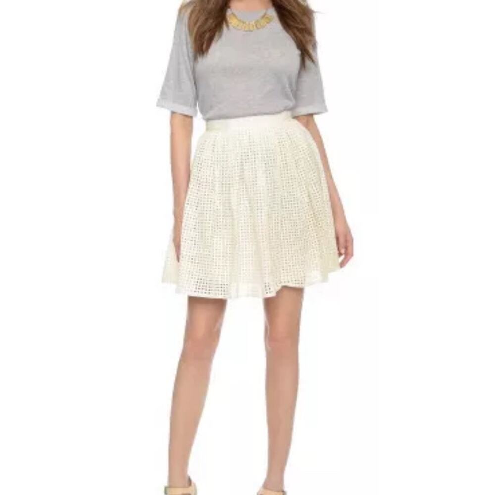NEW $265 Joie 'Lissome'‎ Eyelet A-Line Skirt Porcelain Large